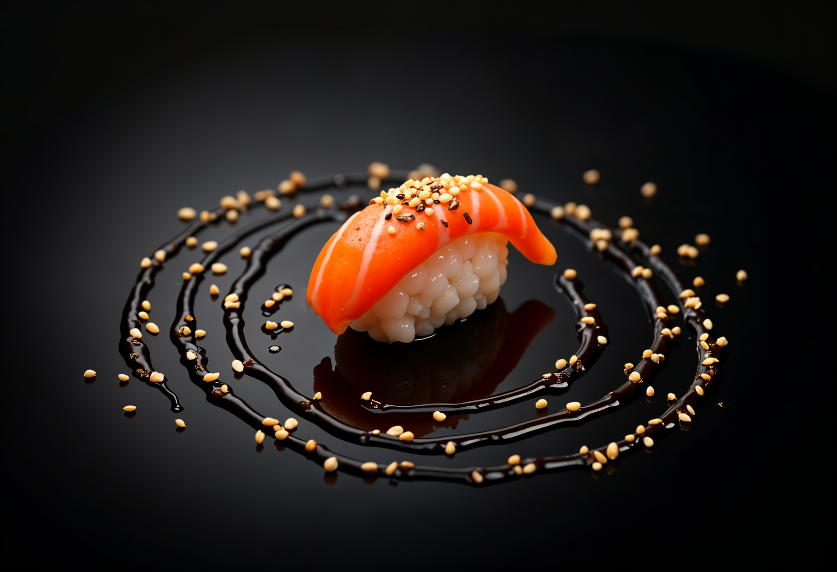 黑色三文鱼寿司美食图片