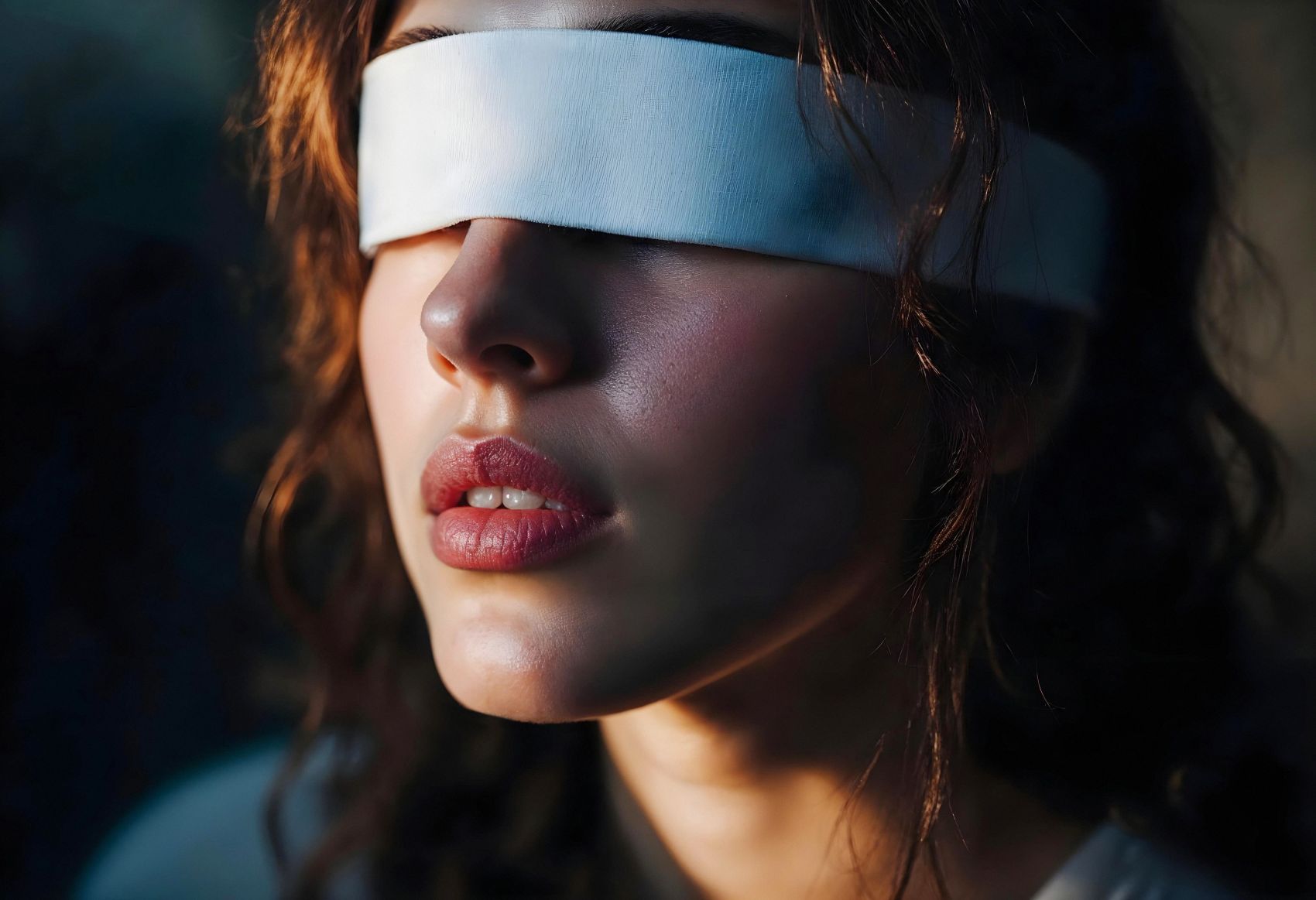 蒙眼的欧美女郎图片