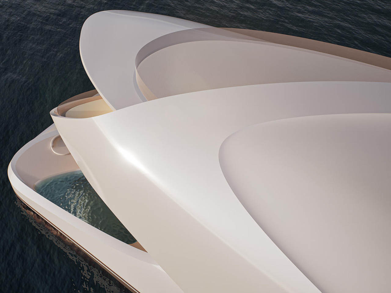 百合超级游艇是一艘花瓣状的豪华水上船只,有一个百合池和悬挂的游戏室---酷图编号4