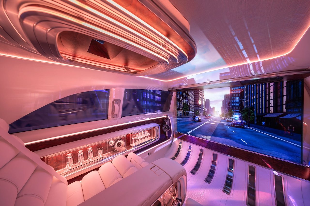 一辆配备65英寸影院屏幕的电动豪华轿车-梅赛德斯-奔驰VISION V汽车---酷图编号16