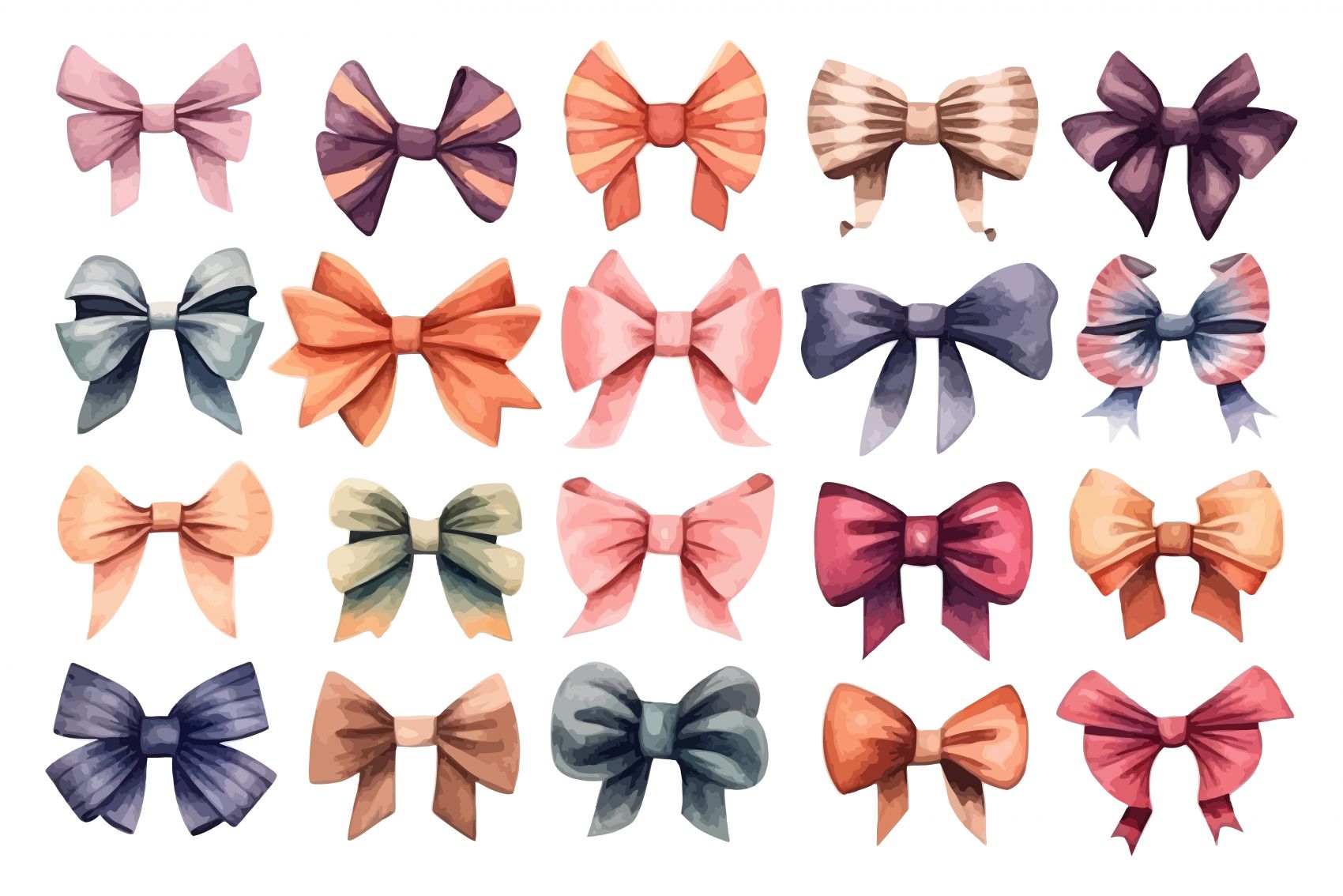 二十款彩绘蝴蝶结素材图片