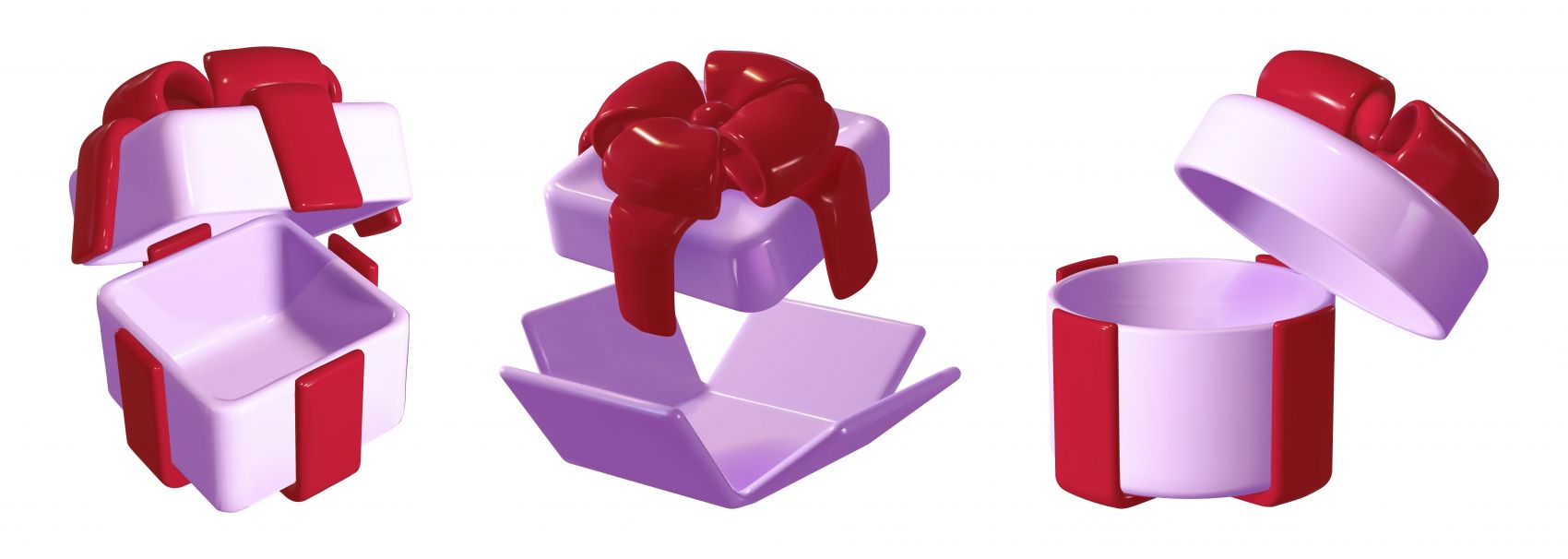 三款立体礼物礼盒素材图片