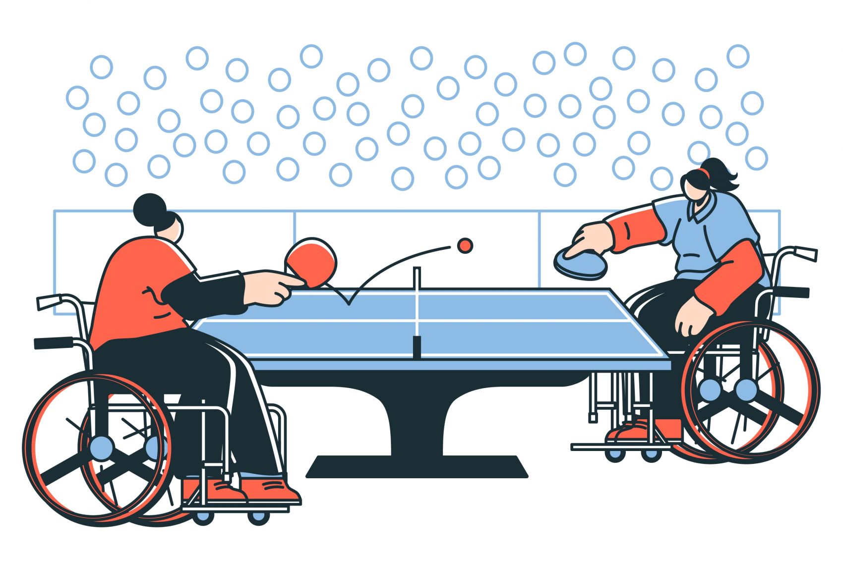 卡通残奥会乒乓球概念图图片