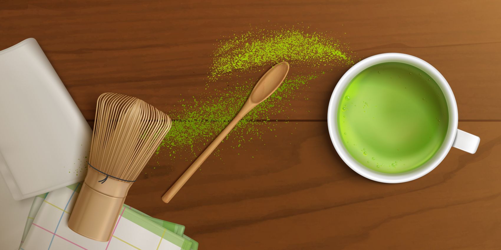 精美竹篾绿色抹茶场景素材图片