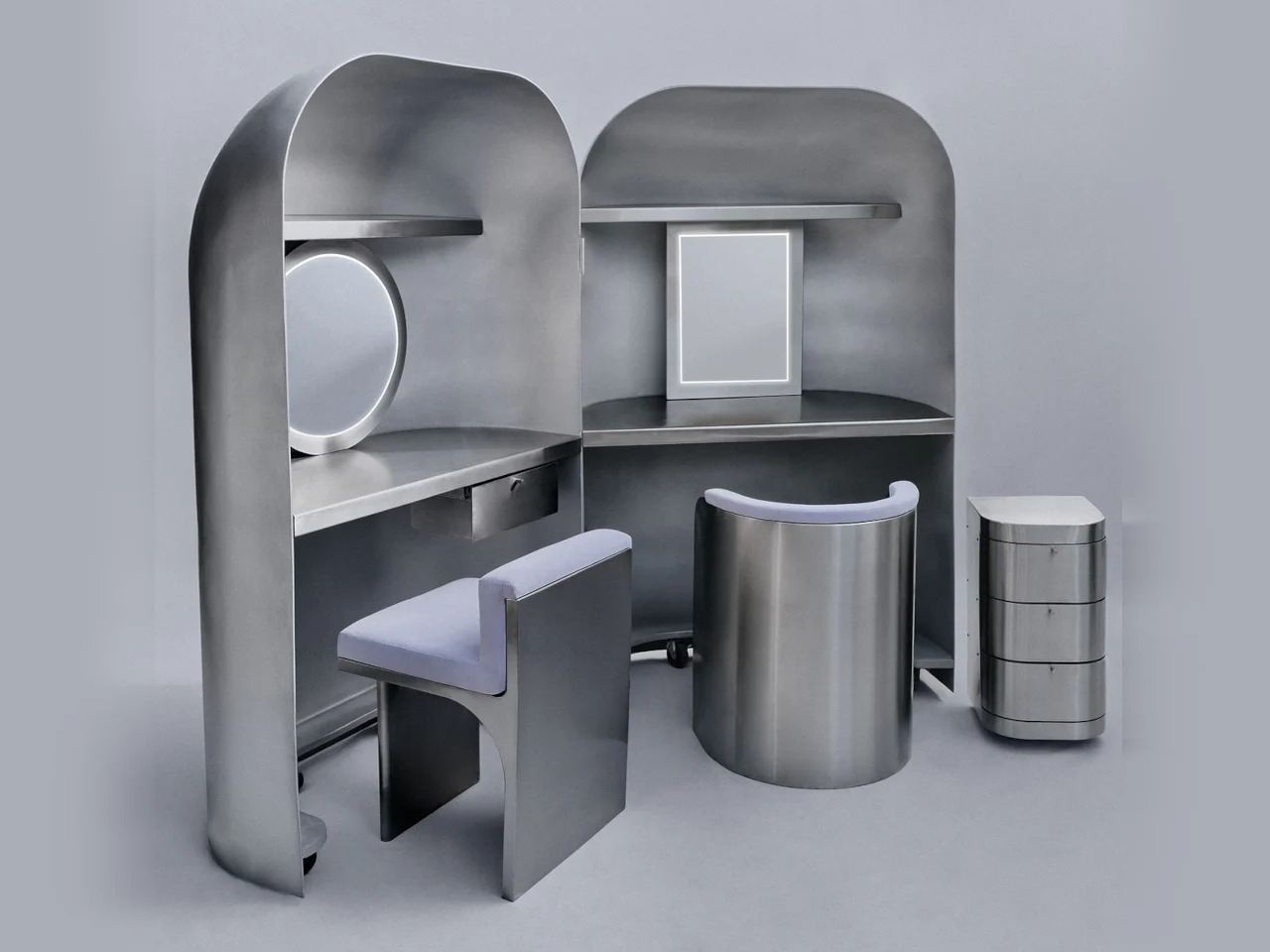 将复古风格和玩具般设计与现代魅力融为一体的移动梳妆舱图片