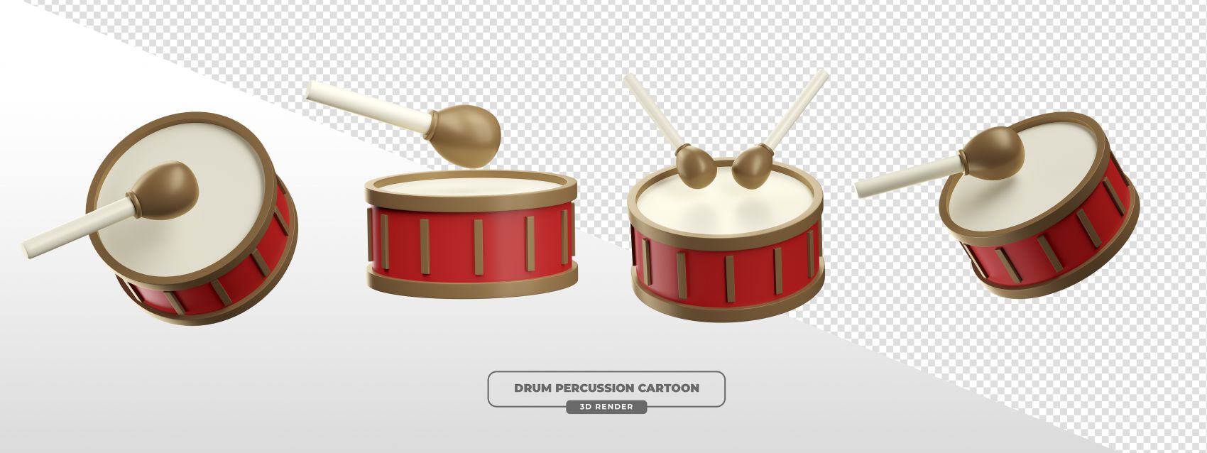 四款卡通鼓-3D渲染素材图片