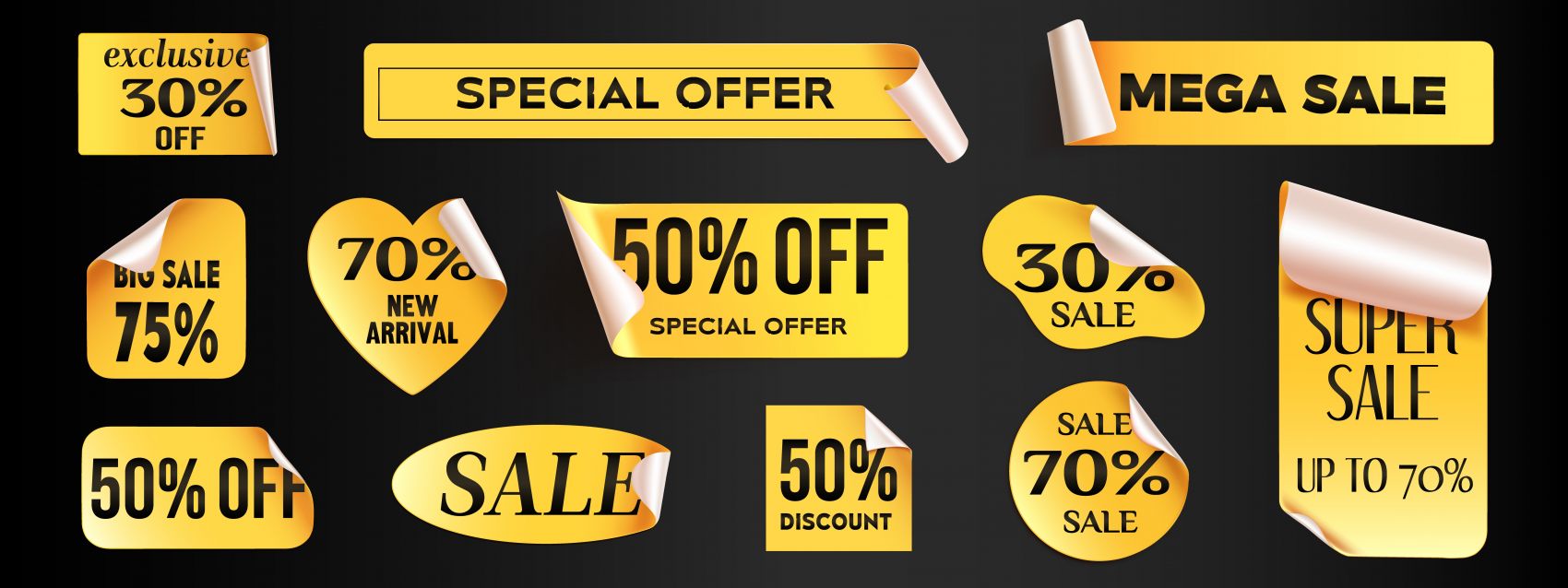 十二款卷包促销打折标签素材图片