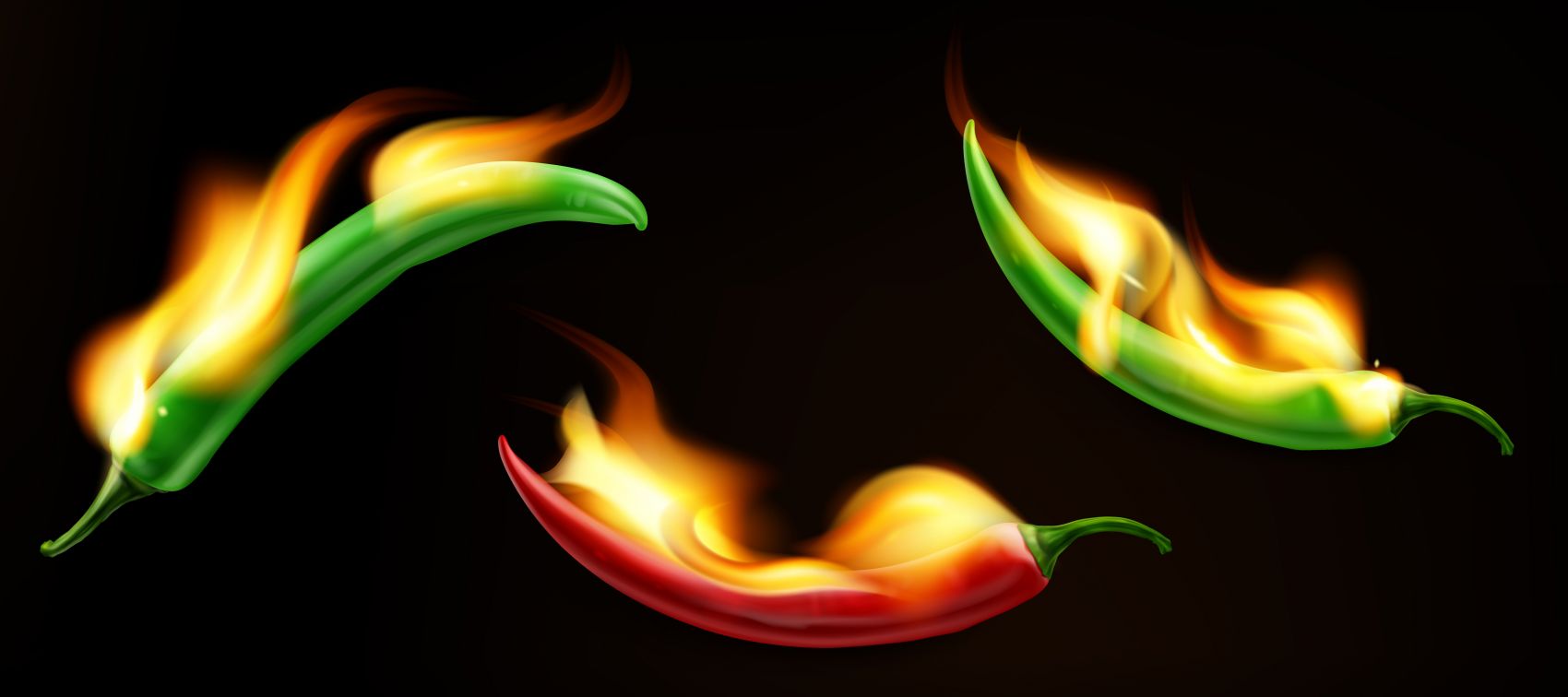 三款燃焰辣椒素材图片