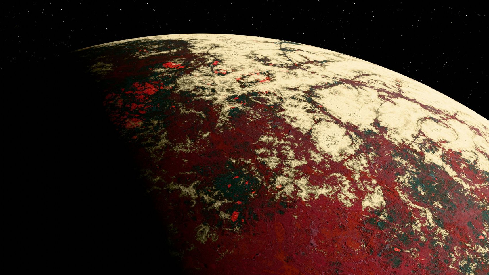 宇宙星空下的未知行星景观图片