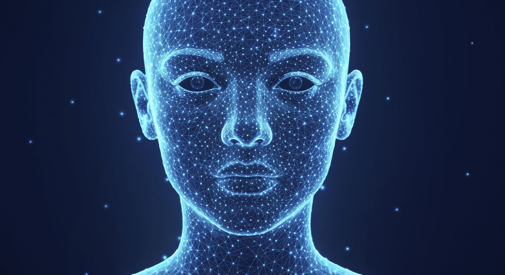 蓝色科技感的人工智能人脸模型图片