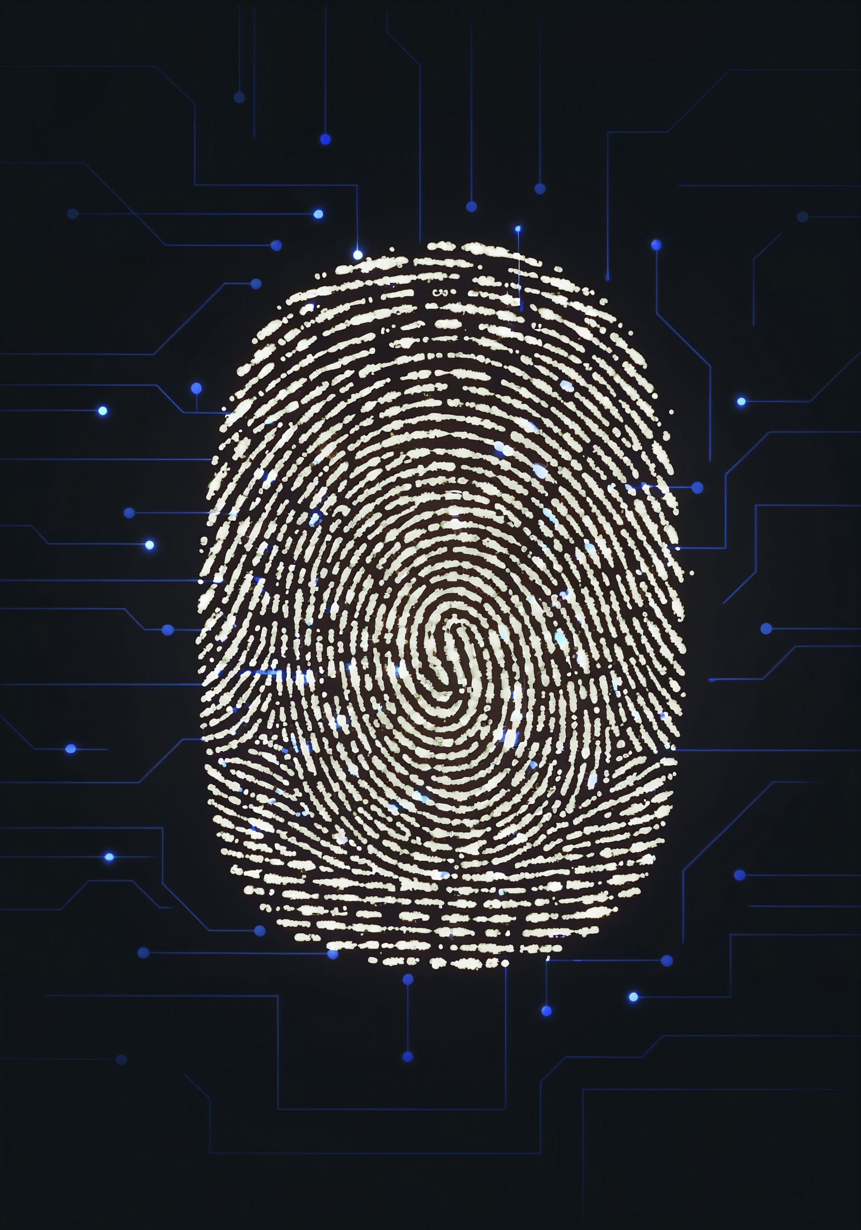 科技感的指纹识别与电路融合设计图片