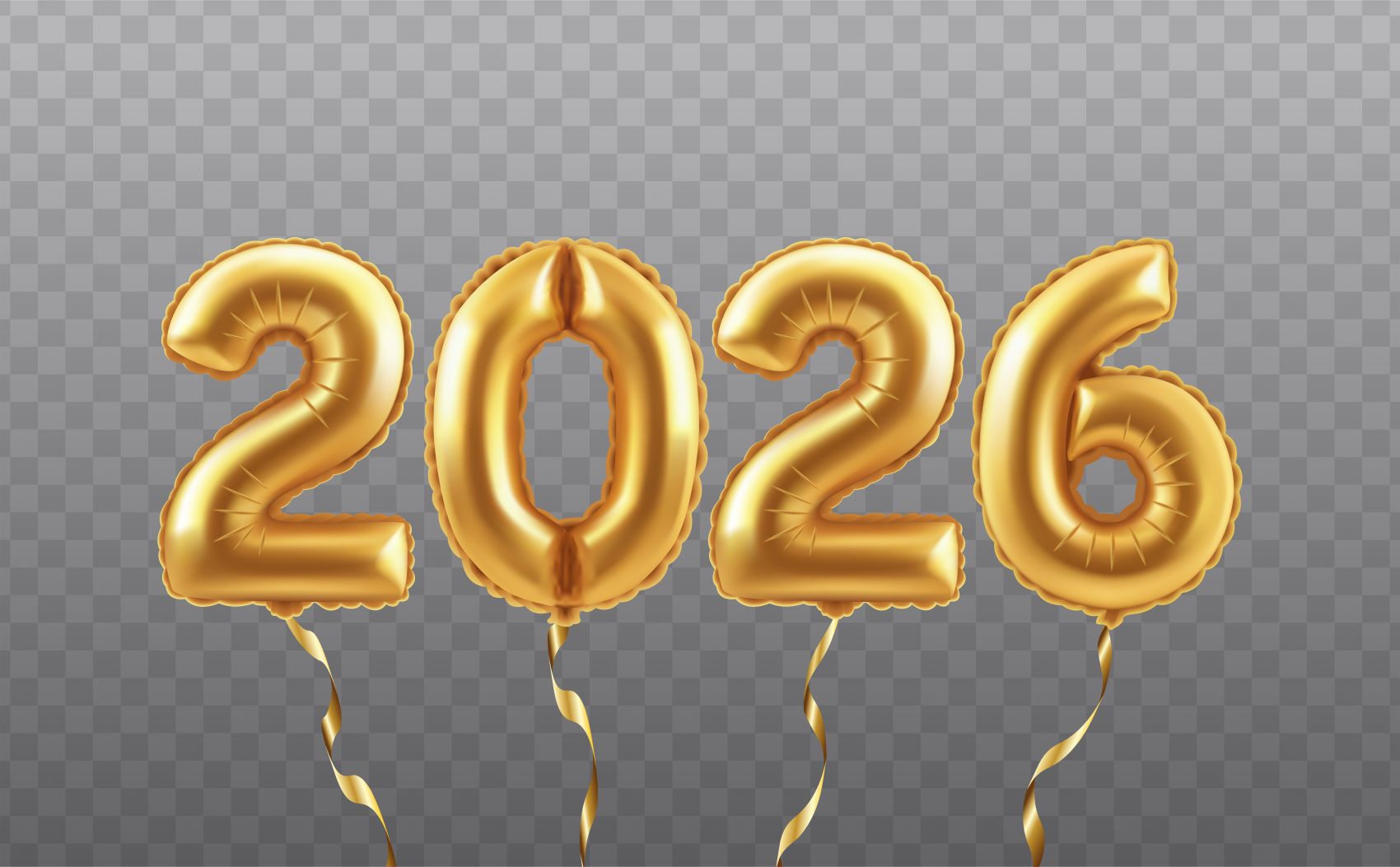 2026 金色气球数字开启新年欢庆视觉盛宴图片