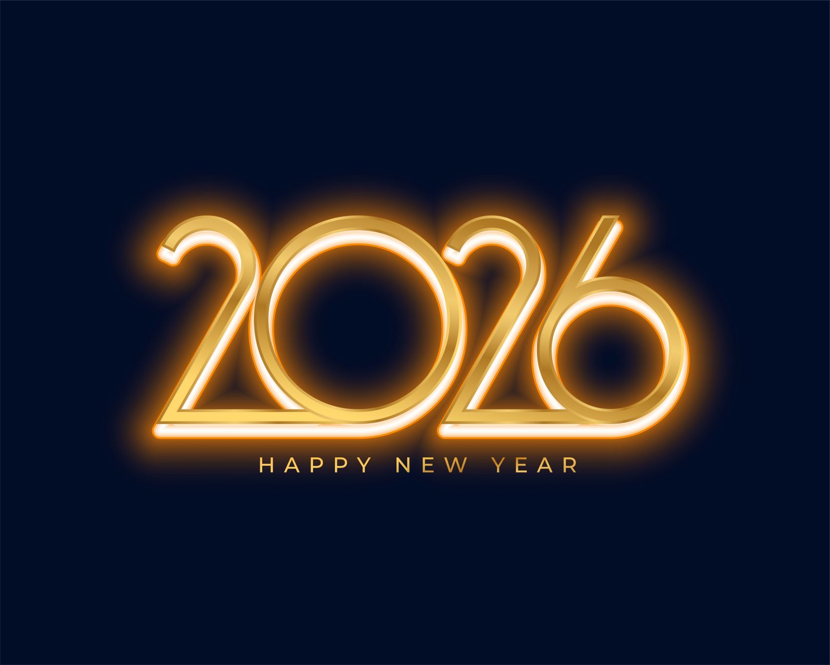 2026 霓虹鎏金新年海报:暗调背景下的光效字体庆典设计图片