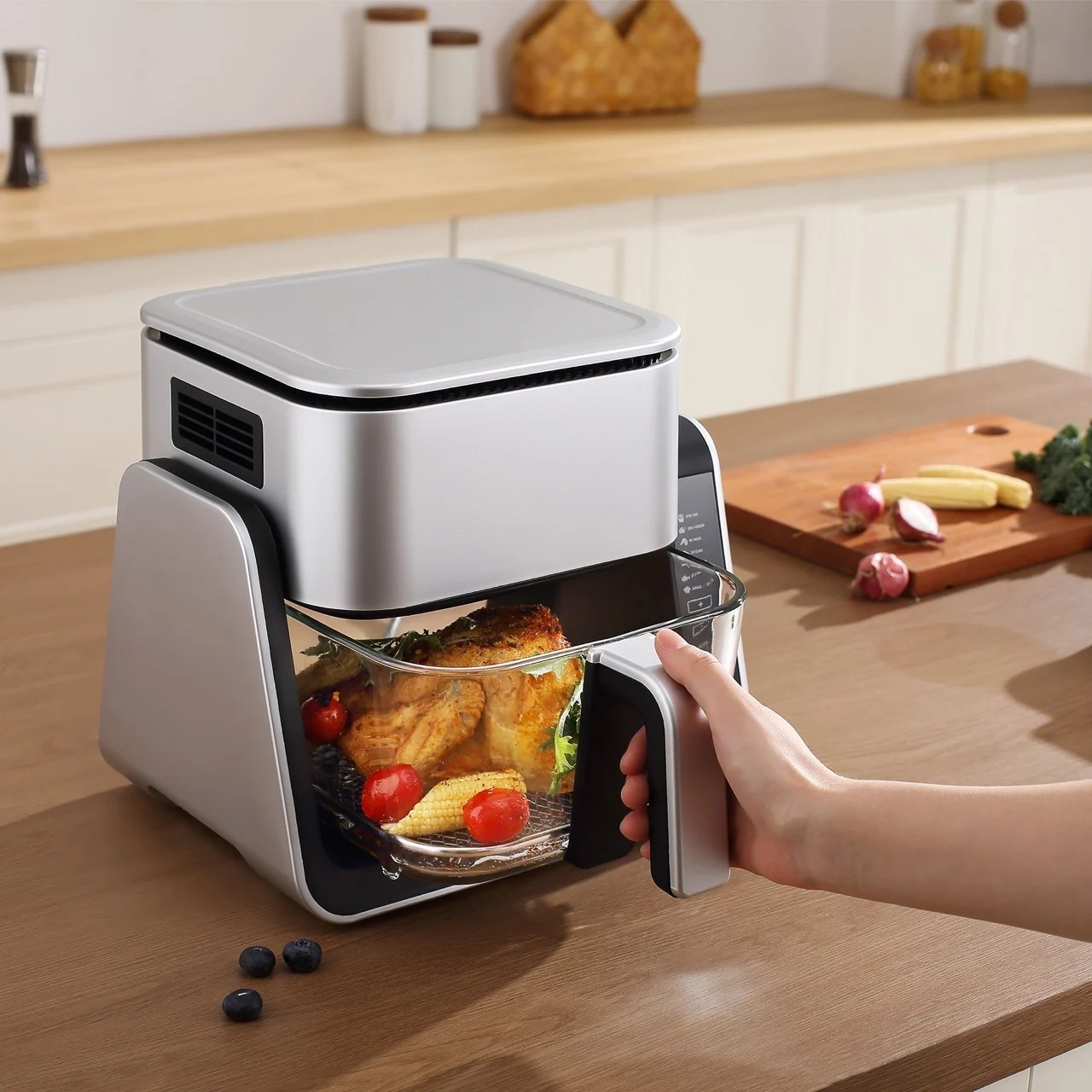 可以翻转180°变成电炉的空气炸锅图片