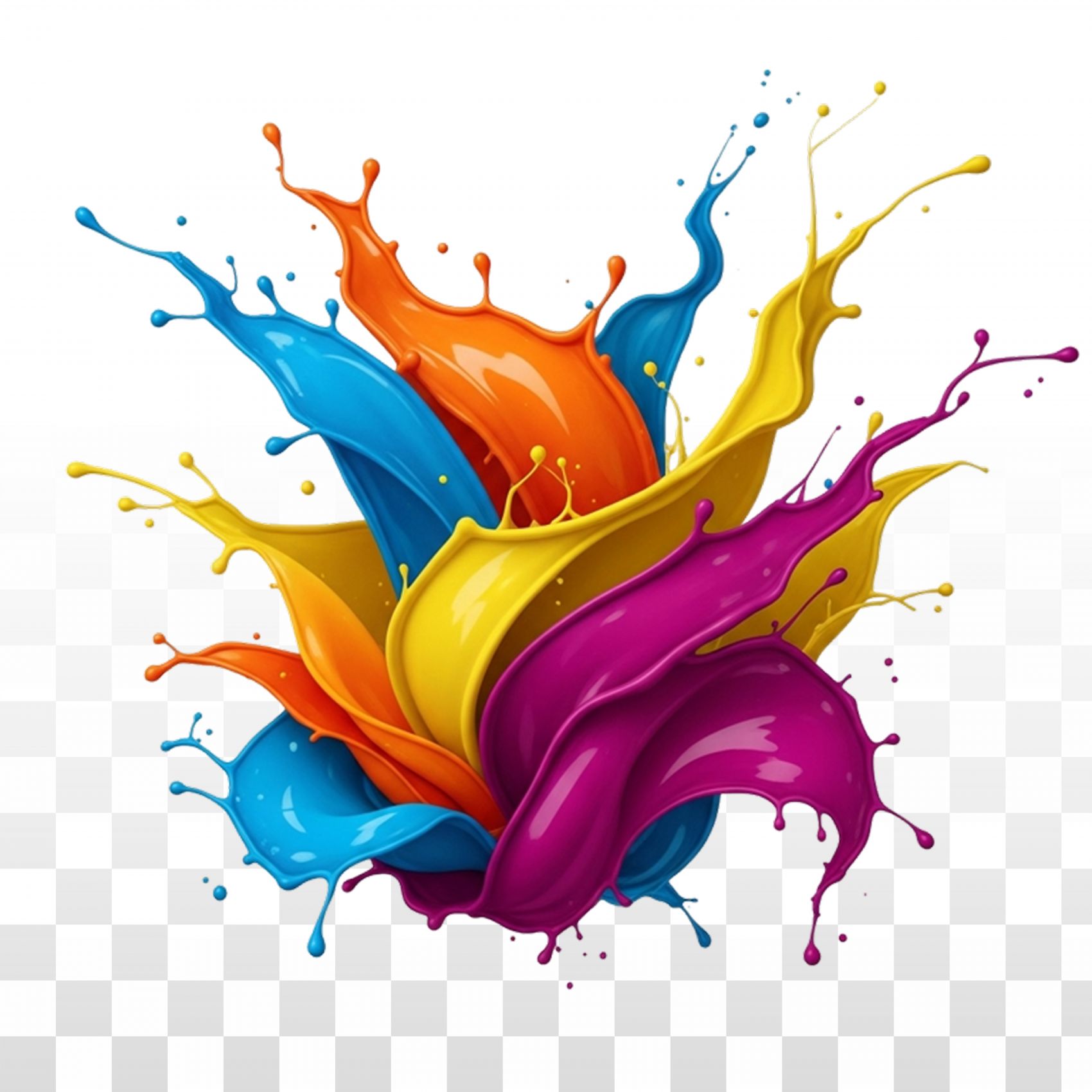 炫彩颜料飞溅艺术:高饱和色彩交织的流体创意视觉设计图片
