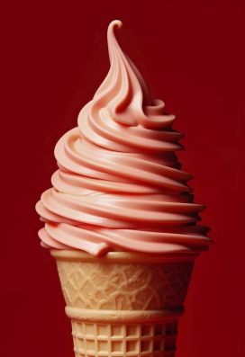 美味的粉红色甜筒冰淇淋