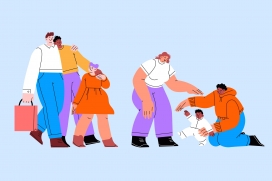 卡通温馨日常家庭互动插画素材