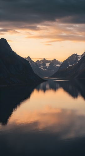 山水黄昏-静谧自然画卷