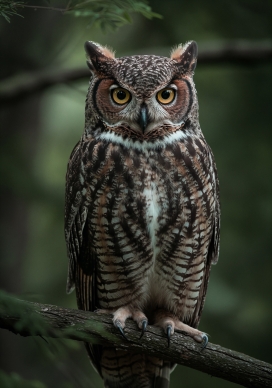 枝头的猫头鹰特写