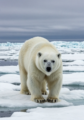 行走在冰面上的北极熊