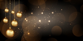 金色圣诞球的梦幻背景