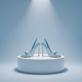 浅蓝色高跟鞋的展示场景