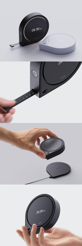 使时间变得有形和互动的类似于卷尺概念定时时钟