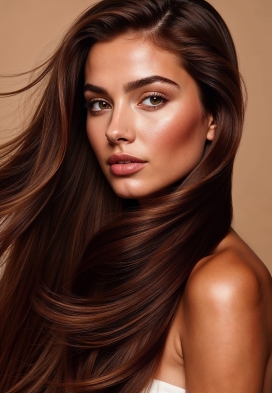 棕色长发女性的形象展示