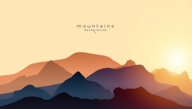 渐变山峦的日出 / 日落景观