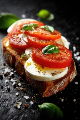 美味的意式番茄马苏里拉吐司