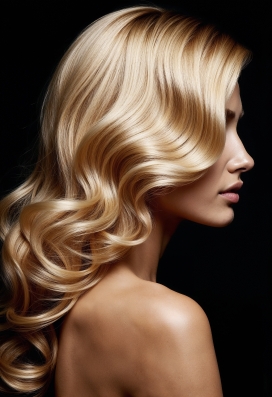 金色卷发女性的优雅侧影