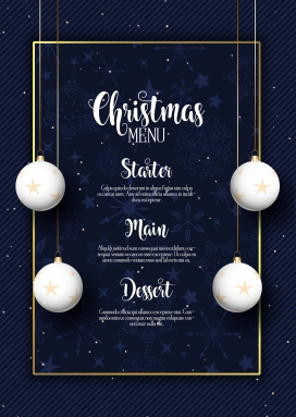 深蓝色圣诞菜单设计