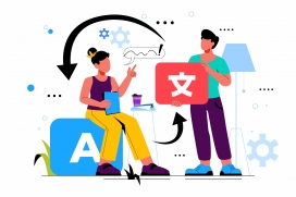 卡通语言翻译主题插画设计