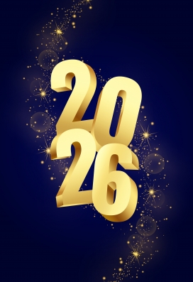 2026新年3D金色立体字设计