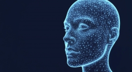 蓝色科技感人工智能头部 3D 可视化