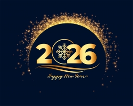 2026 金蓝雪花新年主题视觉设计的奢华节庆