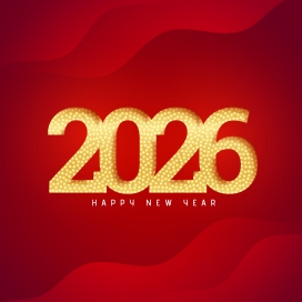 2026 新年金色灯光数字与红底的喜庆视觉设计