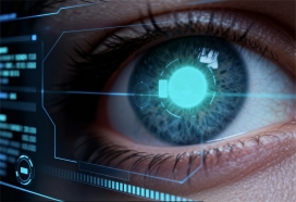 赛博视像：瞳孔中的科技交互界面特写