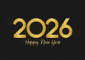 2026 鎏金新年：黑金撞色的闪粉数字节日设计