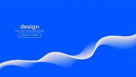 蓝底柔波极简设计：白浪曲线与轻量文字的矢量背景视觉