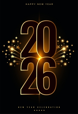2026 黑金流光新年设计：星芒簇拥下的立体字节庆视觉