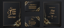 黑金奢华婚礼邀请函套装：复古花纹的高端仪式感设计