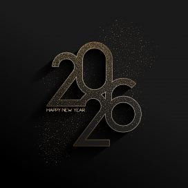 黑金闪粉 2026 新年视觉：奢华质感的跨年主题字体设计