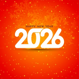 暖橙 2026 新年视觉：雪花点缀的喜庆跨年主题设计
