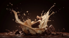 巧克力与奶液碰撞 丝滑质感大片