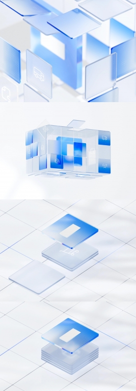 Dashline-玻璃质感科技方块设计