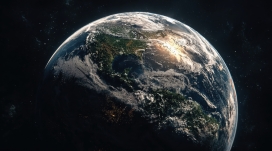 地球太空瞰景 美洲大陆晨光云海全景视觉大片