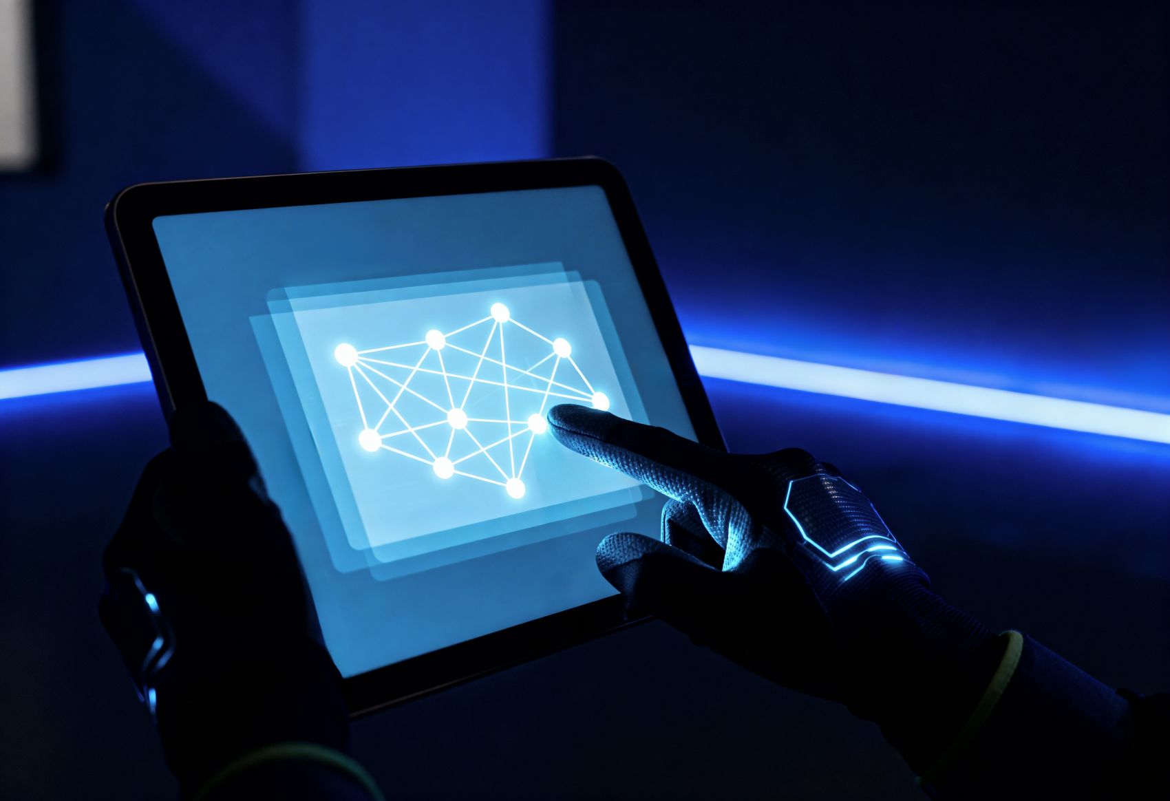 智联未来 - 触控屏上的神经网络交互场景图片