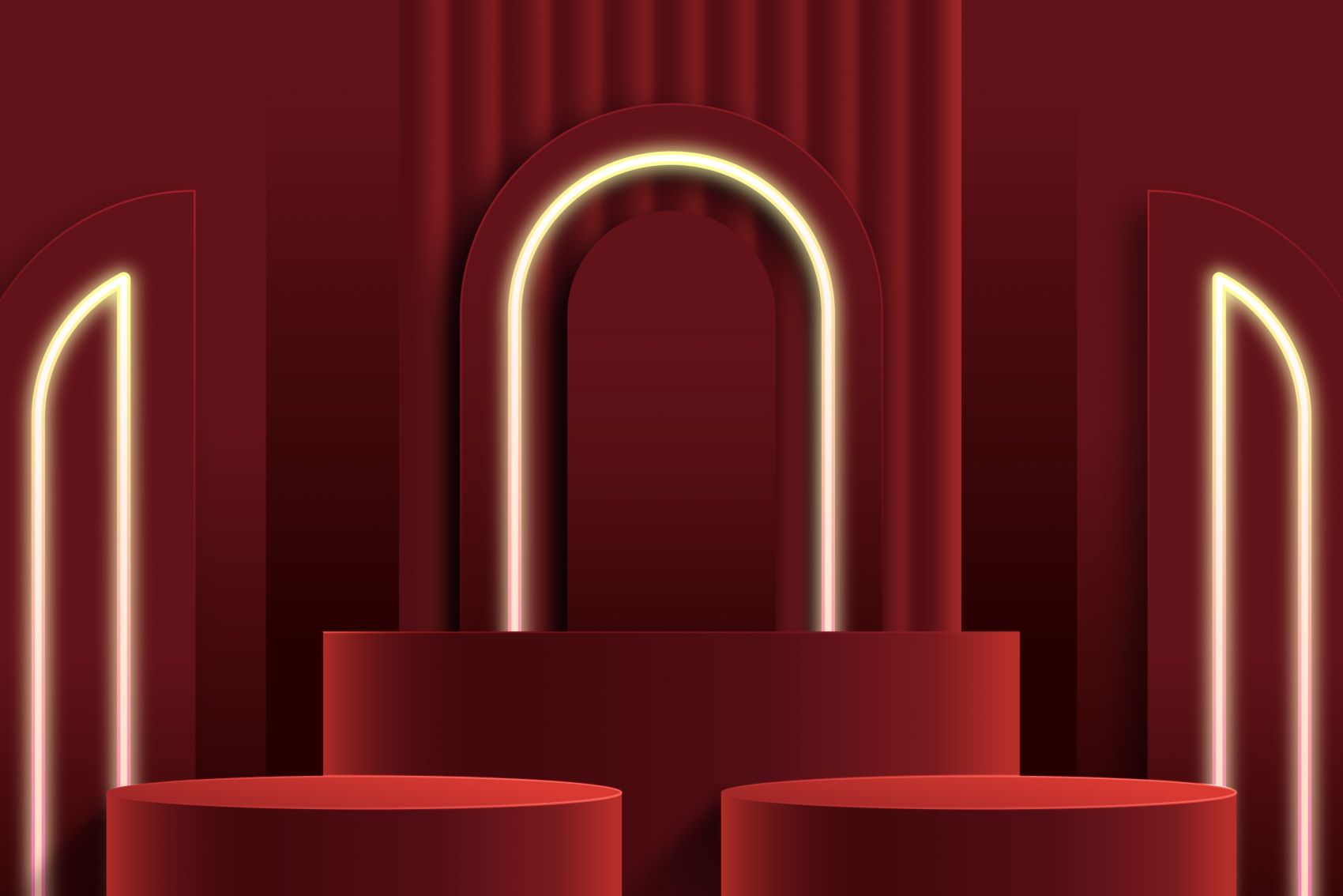 红金盛典 - 霓虹拱门质感的展示台设计图片