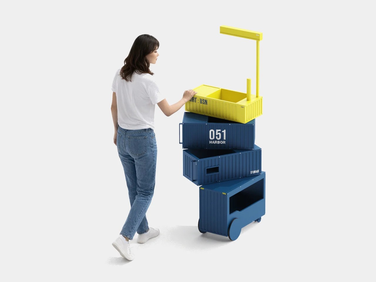 可以像港口集装箱一样堆叠和旋转的手推车---酷图编号13